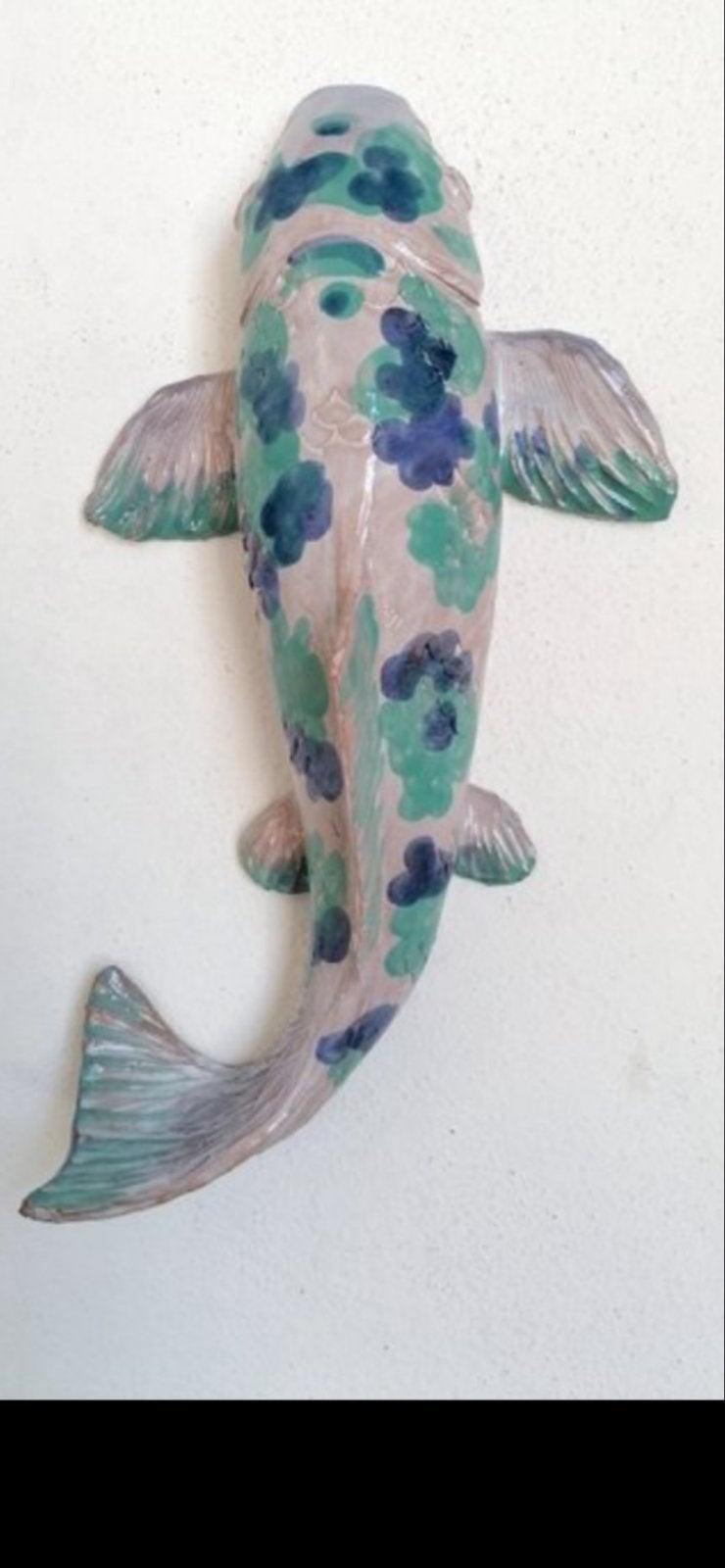 Keramische Koi Karper Handgemaakt Beeld, Ophalen of Verzenden, Handgemaakt, Wanddecoratie, 20 - 50 cm