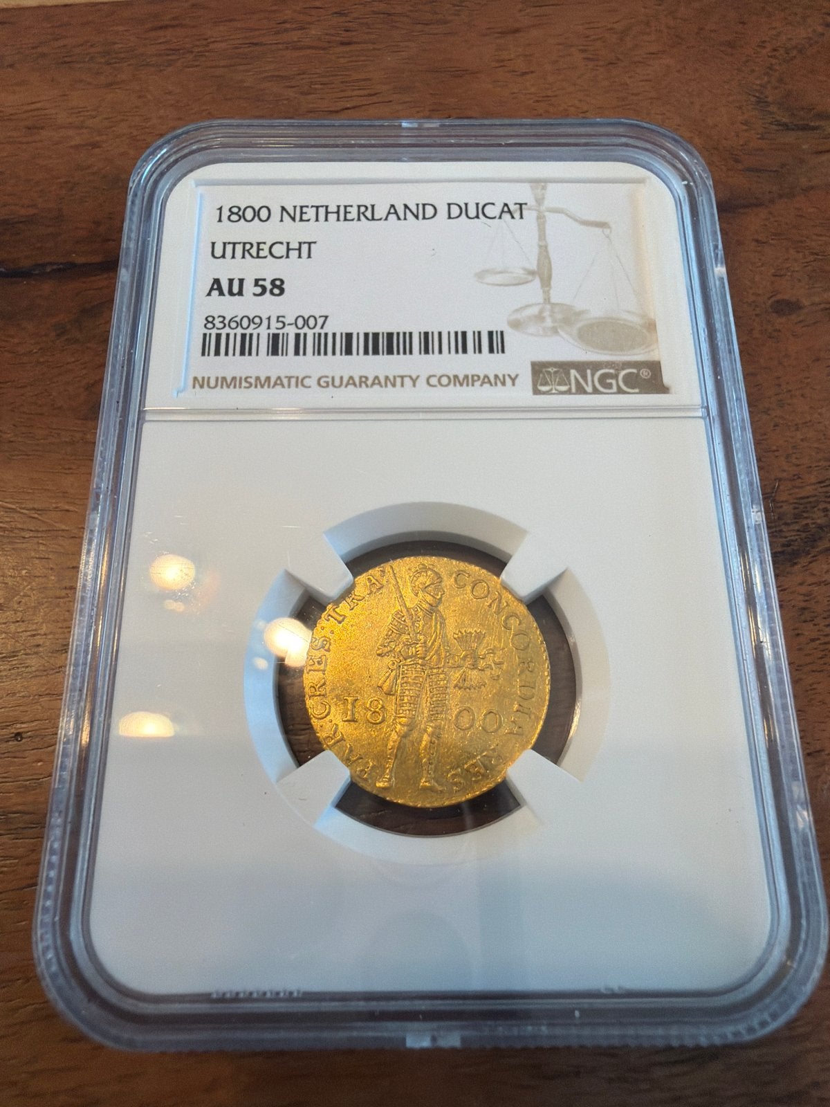 1800 Nederland Ducat Utrecht AU 58 NGC Gouden Munt, Vóór koninkrijk, Losse munt, Goud, Overige waardes