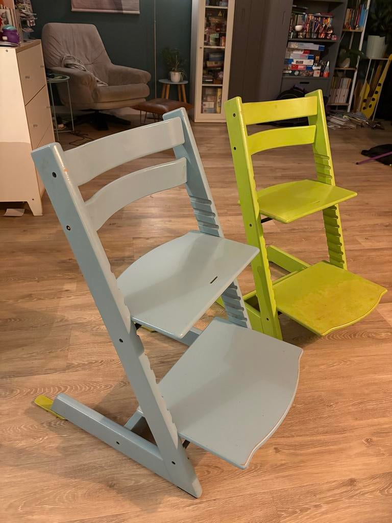 2x Stokke Tripp Trapp (1x met Babyset V2 en Kussenset), Ophalen, Gebruikt, Meegroeistoel, Stoelverkleiner