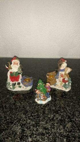 3x Kerst beeldjes/kaarsenstandaard, Diversen, Ophalen of Verzenden, Gebruikt