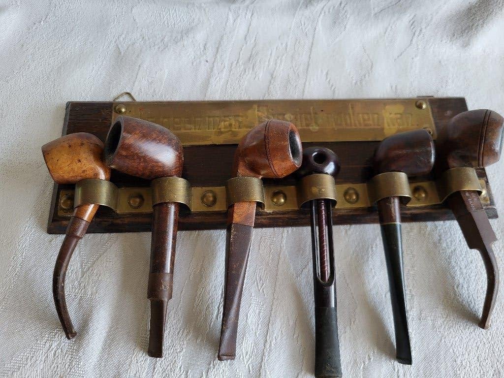 Vintage pijpenrek voor 6 tabaks pijpen, Antiek en Kunst, Ophalen of Verzenden