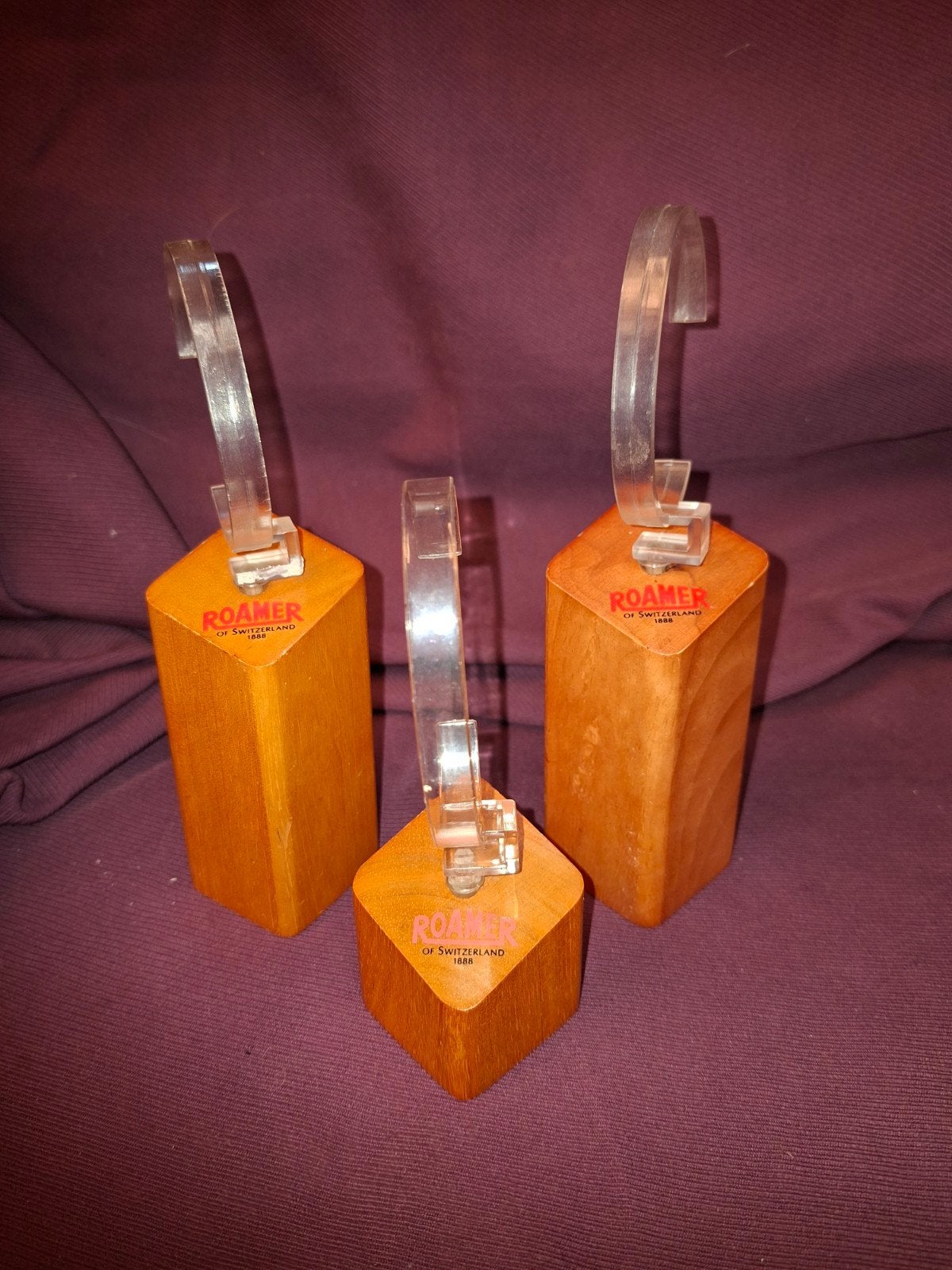 3 Vintage ROAMER Horloge standaards Hout Zwitserland, Ophalen of Verzenden, Staal, Overige merken, 1960 of later