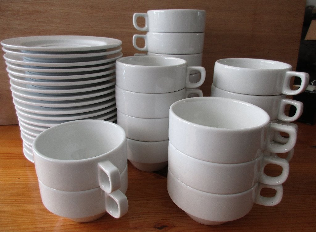 horeca servies - 20 soepkoppen met schotels à 2,50, Ophalen of Verzenden, Gebruikt, Porselein, Overige stijlen