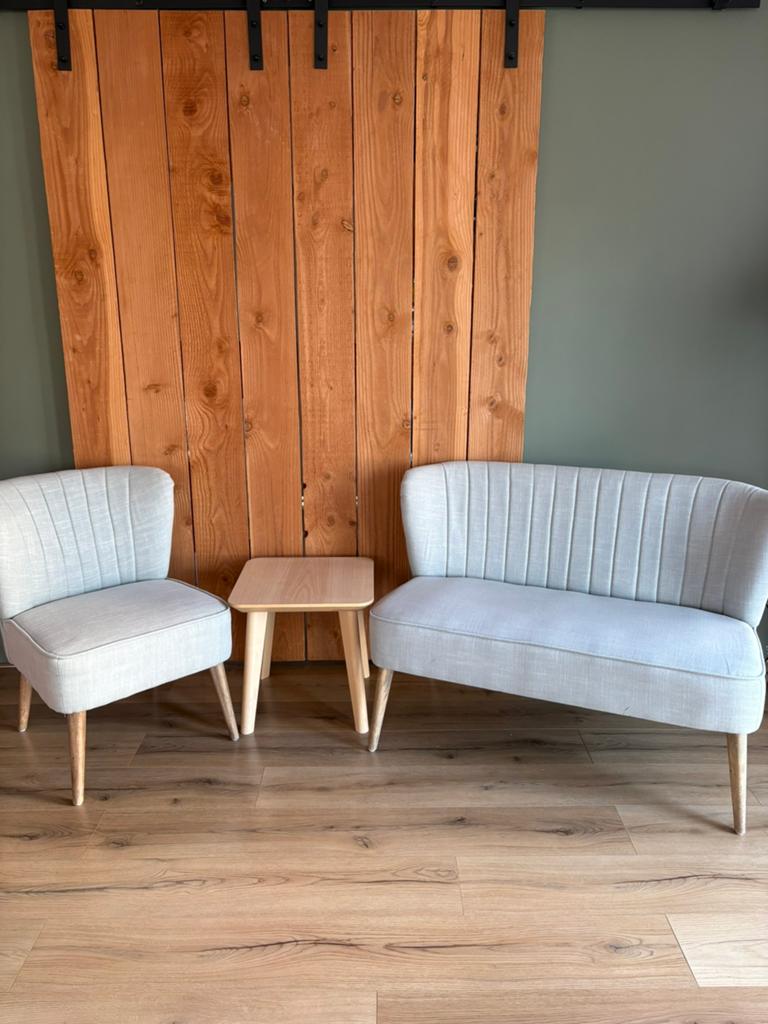 Prachtig bankje met fauteuil, Ophalen, Zo goed als nieuw, 75 tot 100 cm
