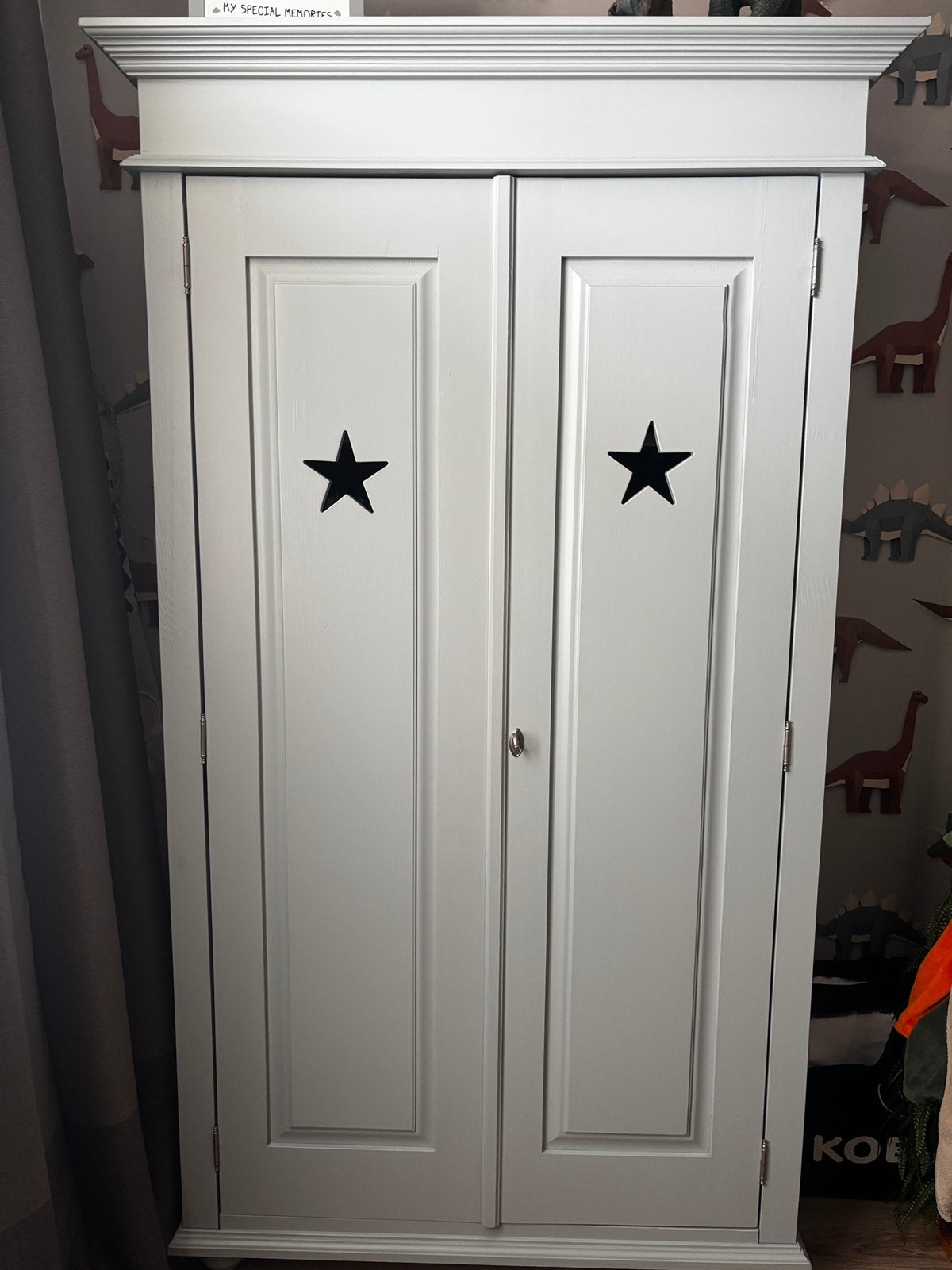 Kast en commode - echt hout, mintgroen, sterren, Ophalen, Gebruikt, Kast, 50 tot 70 cm