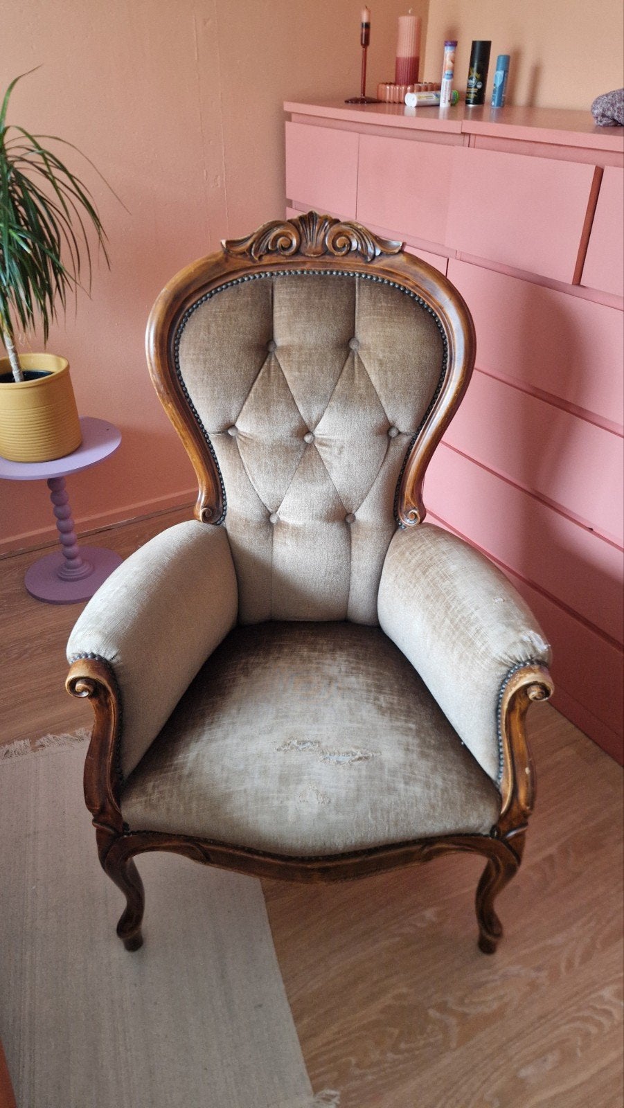 Authentieke vintage leesstoel met veel mogelijkheden, Ophalen, Hout, Gebruikt, Vintage
