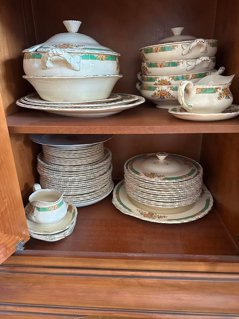 Antiek Grindley servies: crème met bloemen en gouden rand, Antiek en Kunst, Ophalen