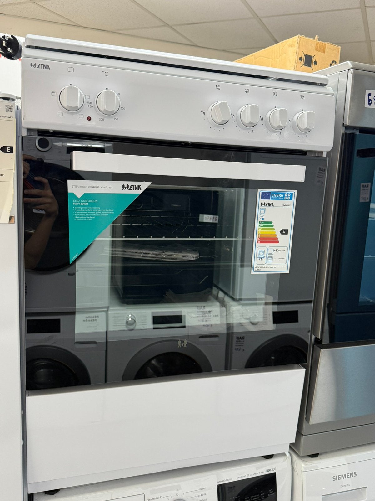ETNA FGV160WIT Gas-elektrisch fornuis A++ Nieuw, Oven, Nieuw, Ophalen of Verzenden, Draaiplateau