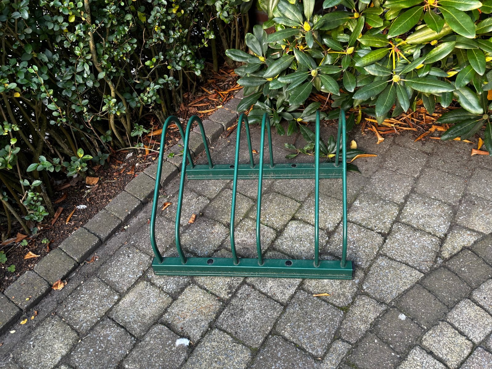 Stevig groen fietsenrek voor 3 fietsen, Ophalen of Verzenden, Gebruikt
