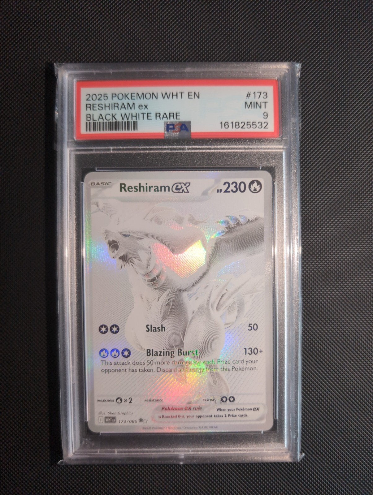 White Reshiram monochrome psa 9 van white flare!, Ophalen, Zo goed als nieuw, Losse kaart, Foil