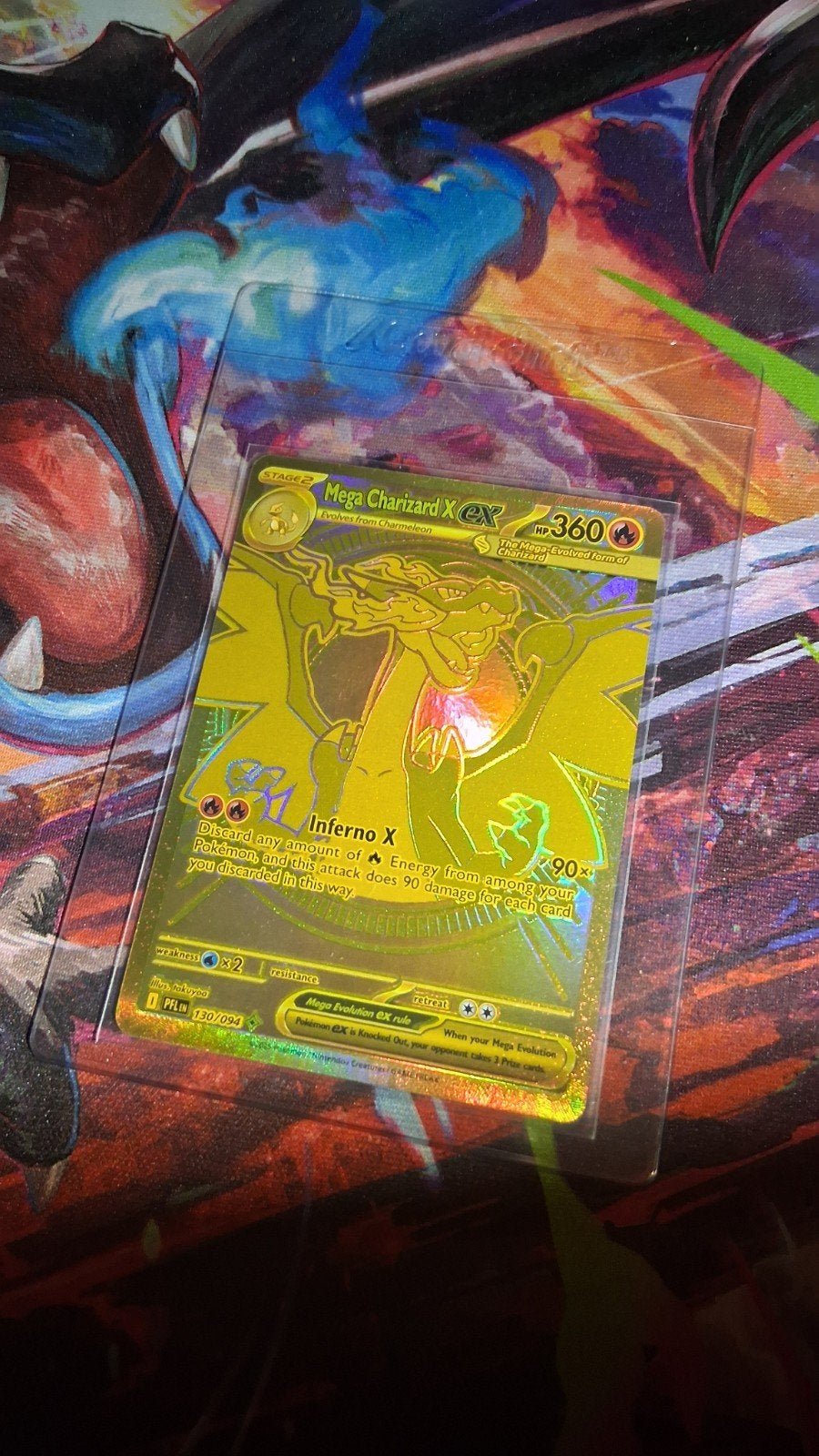 Mega Charizard X EX Gold, Ophalen, Zo goed als nieuw, Losse kaart, Foil