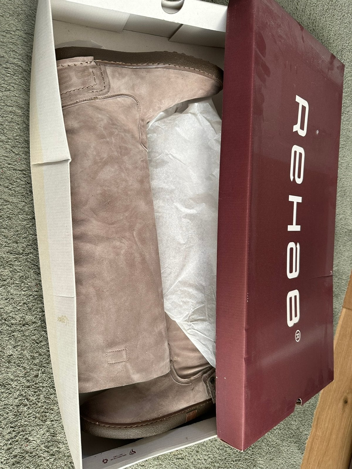 Rehab laarzen nieuw in doos 36 suede/leer, Hoge laarzen, Beige, Nieuw, Ophalen of Verzenden