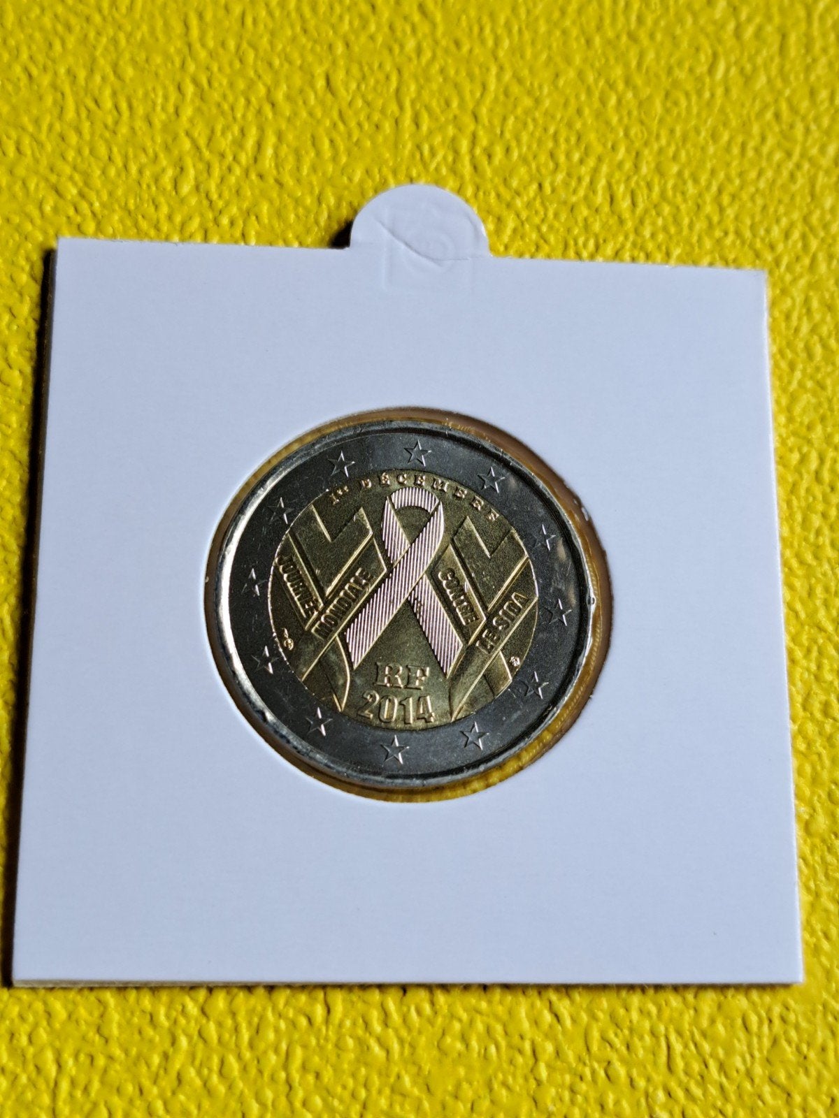 2 euro UNC Frankrijk 2014 Wereld Aids Dag, Postzegels en Munten, Munten | Europa | Euromunten, Ophalen of Verzenden, Frankrijk