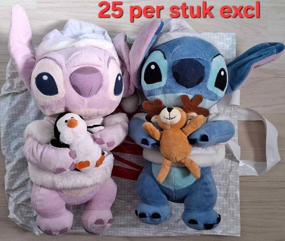DISNEY STITCH ANGEL DISNEYLAND KNUFFELS PLUCHE KERST, Ophalen of Verzenden, Overige figuren, Zo goed als nieuw, Knuffel