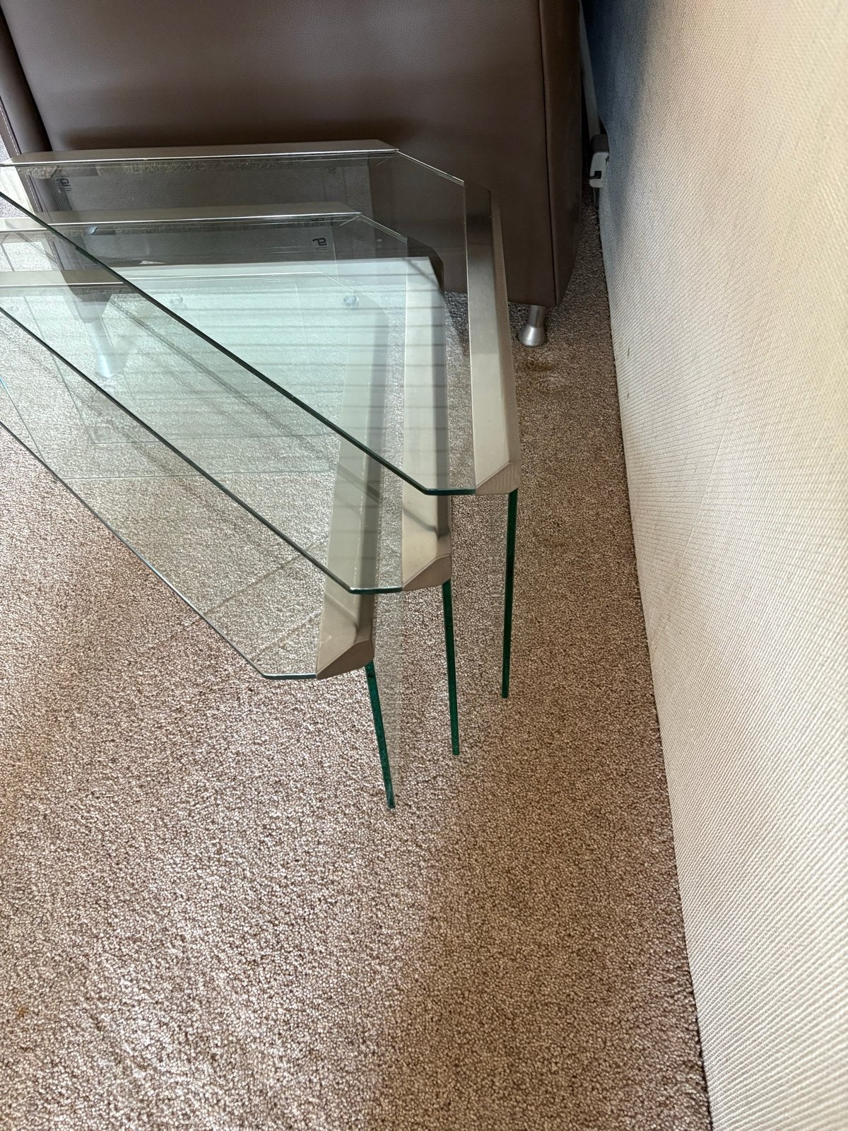 Gallotti & Radice Nesting Salontafels - Glas en Metaal, Overige vormen, 5 – 50, 50 tot 100 cm, Ophalen of Verzenden