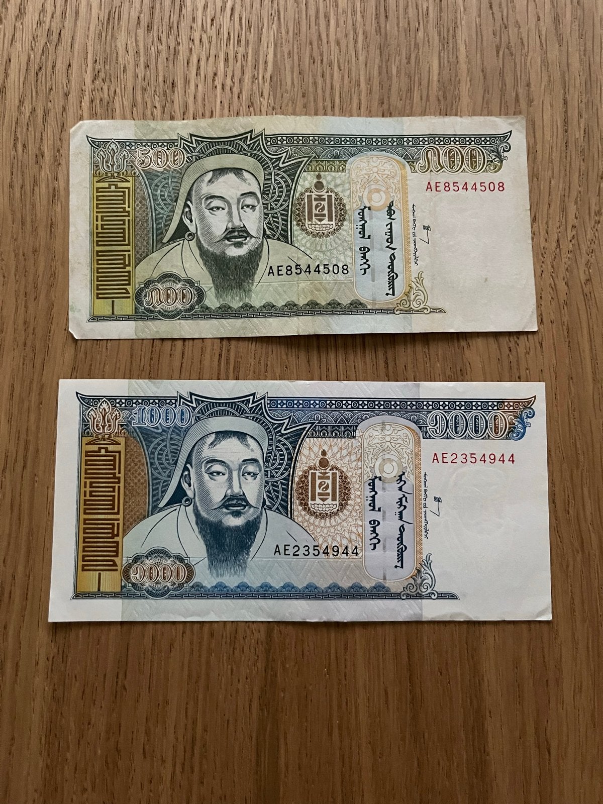 Mongoolse Tugrik Bankbiljetten - 500 en 1000, Ophalen of Verzenden, Oost-Azië, Setje