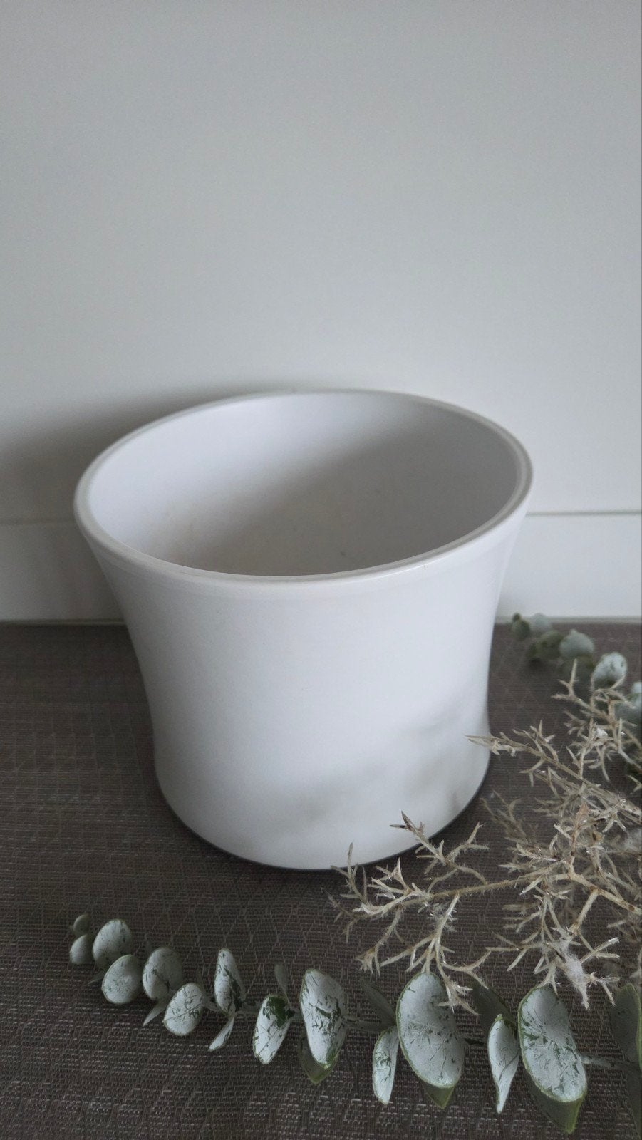 Keramische bloempot wit H:15cm B:18cm, Ophalen, Rond, Nieuw, Aardewerk