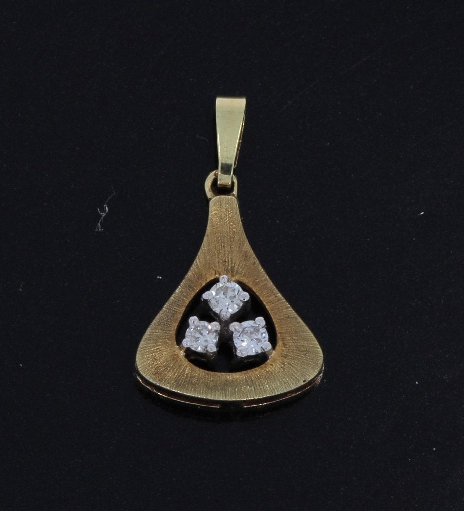 Briljant diamanten 14k gouden design ketting hanger fraai, Voordeelsieraden, Ophalen of Verzenden, Zo goed als nieuw, Met edelsteen