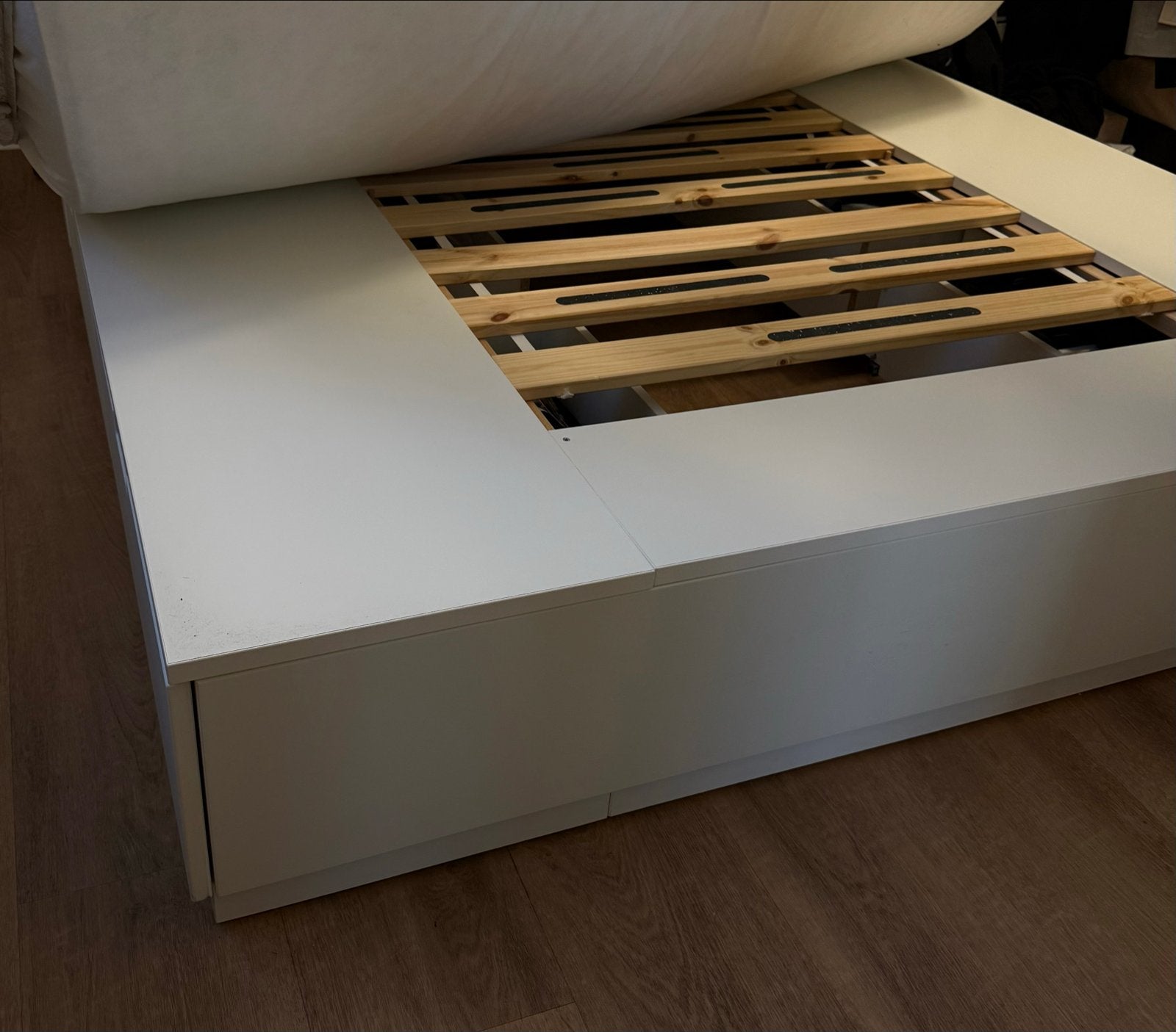 Ikea Nordli bed 160x200 met opberglades, Wit, Tweepersoons, Ophalen of Verzenden, Zo goed als nieuw