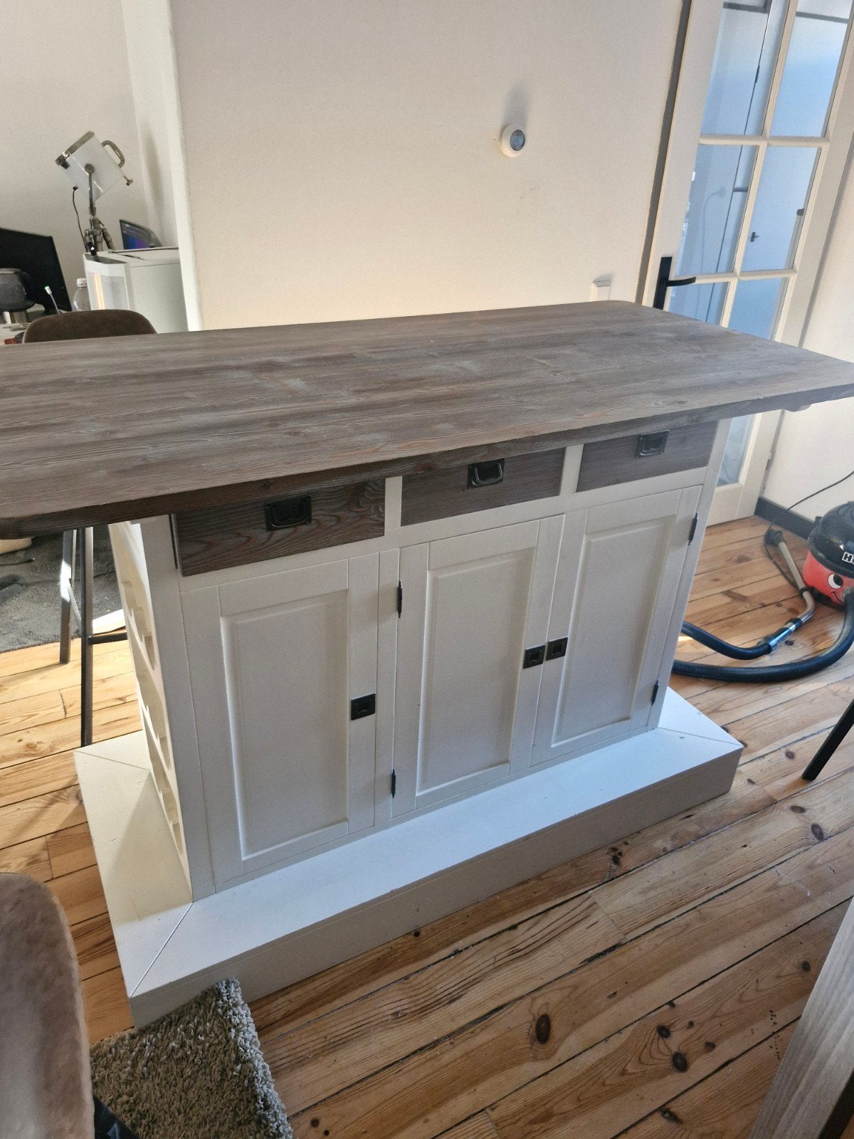 Hoge eettafel met 3 barkrukken, Huis en Inrichting, Tafels | Eettafels, Ophalen, Rechthoekig, 50 tot 100 cm