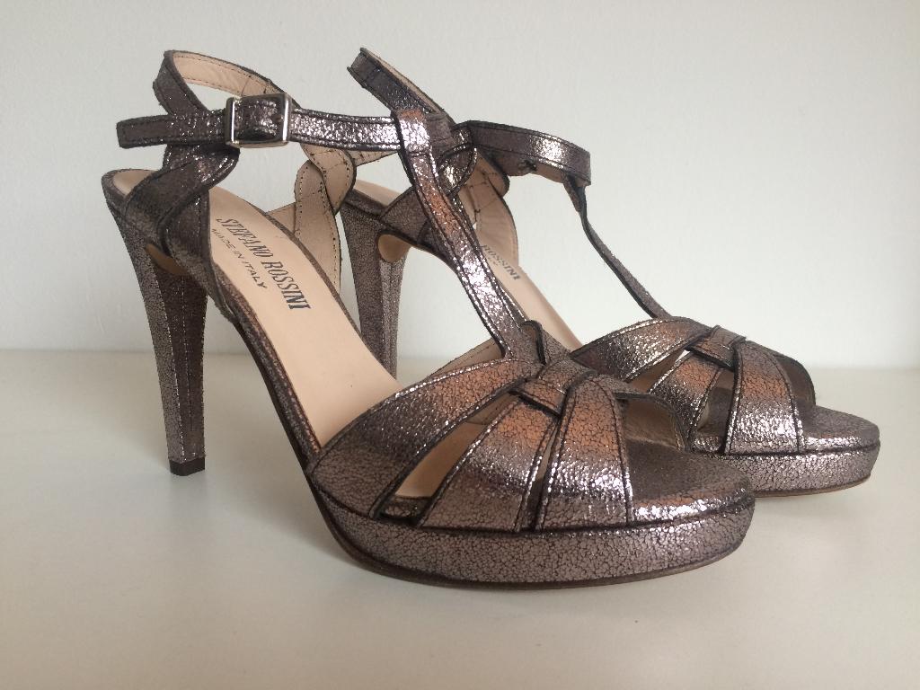 Stefano Rossini leren hakken schoen zilver grijs 38, Verzenden, Stefano Rossini, Nieuw, Sandalen of Muiltjes