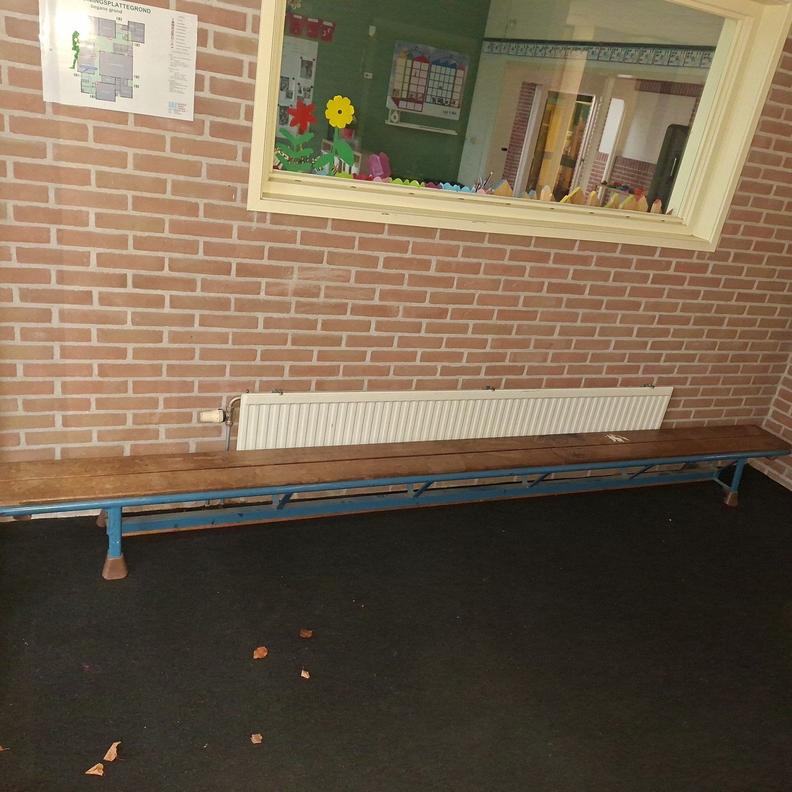 2 Vintage turnbanken/gymbanken 3.60m met blauw onderstel, Ophalen, Gebruikt, Blauw, Vintage, Industrieel, Retro