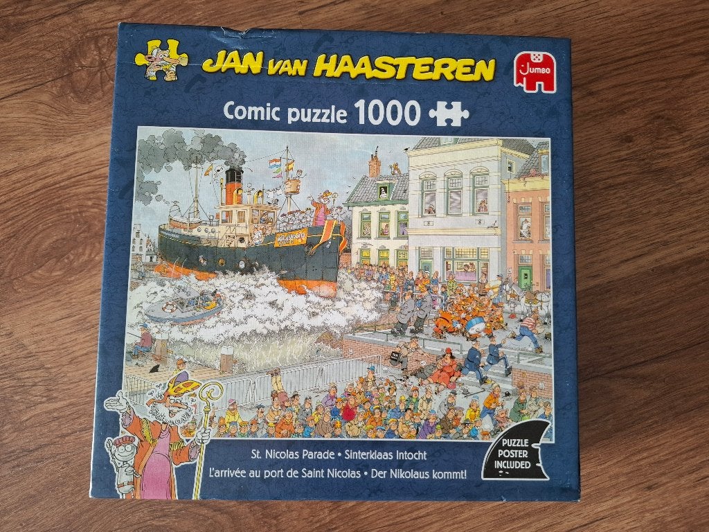 JAN VAN HAASTEREN Puzzel - Sinterklaas Intocht - 1000 St, Ophalen of Verzenden, 500 t/m 1500 stukjes, Zo goed als nieuw, Legpuzzel
