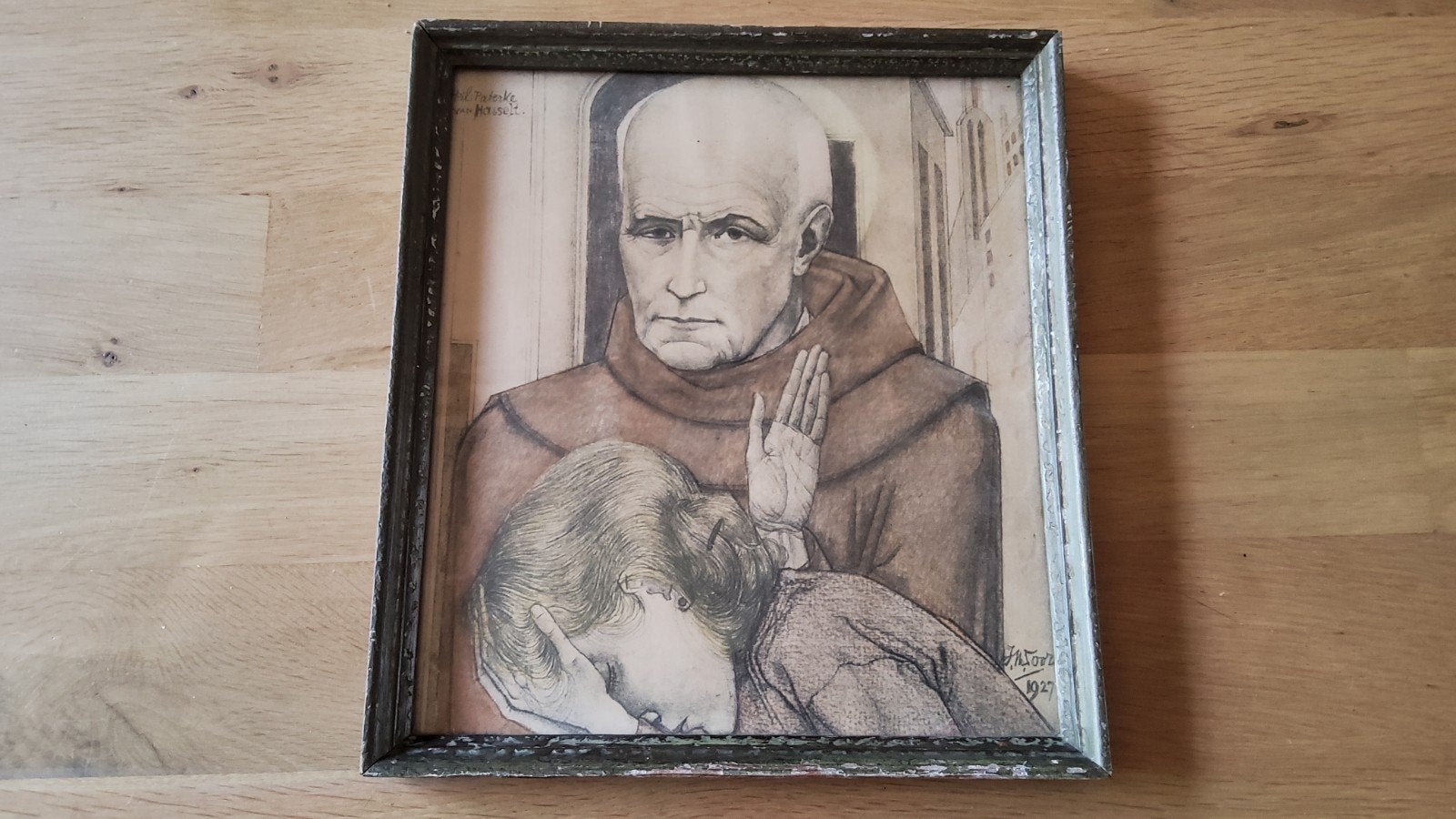 Antiek schilderij Jan Toorop de biecht Paterke van Hasselt., Ophalen of Verzenden