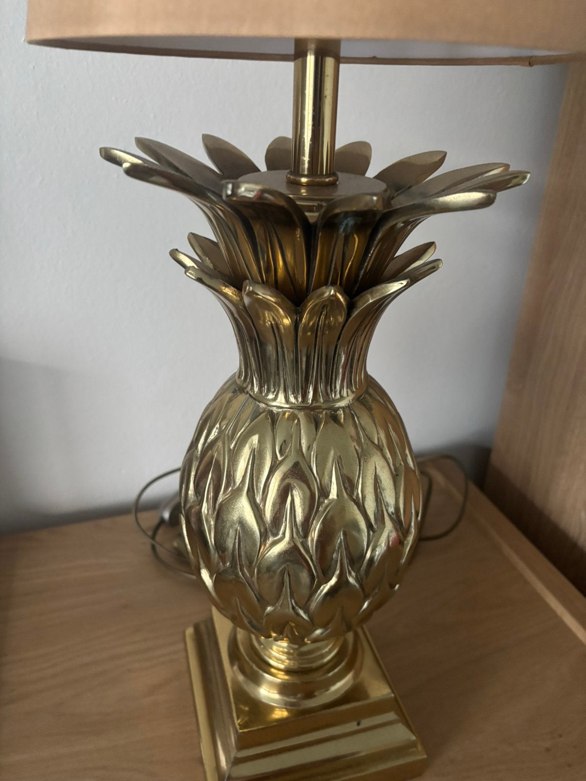 ananas messing zwaar tafellamp vintage hollywood regency, Ophalen, Overige typen, Gebruikt, Overige materialen