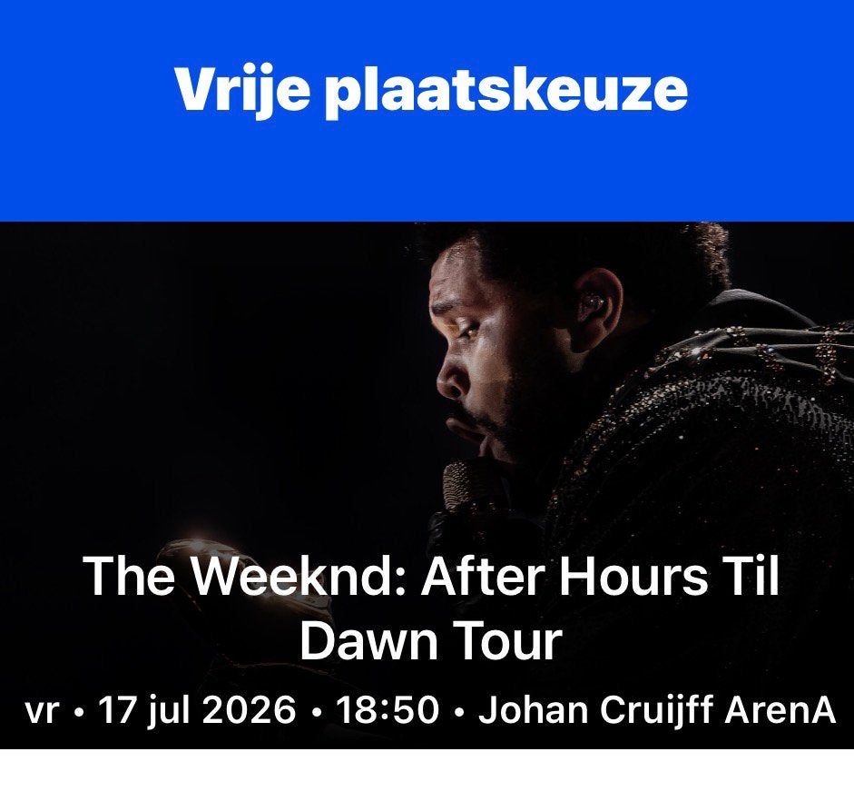 TICKET The Weeknd - 17 juli GOLDEN CIRCLE RIGHT, Eén persoon