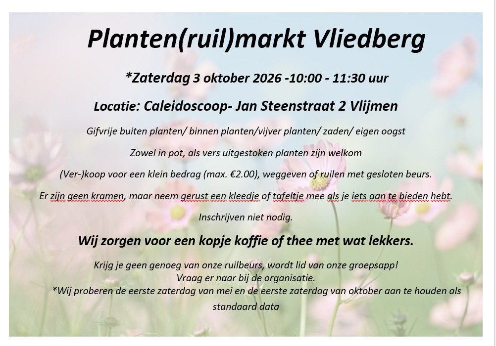 Plantjes markt vlijmen- herfst editie!, Ophalen, Volle zon