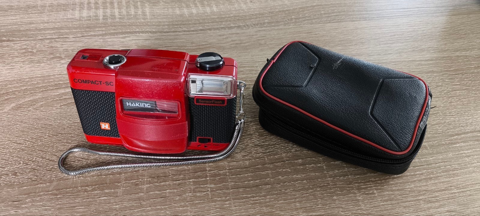 Vintage fototoestel jaren '80 in hoesje - Haking Compact-SC, Ophalen of Verzenden, Gebruikt, Compact, Overige Merken