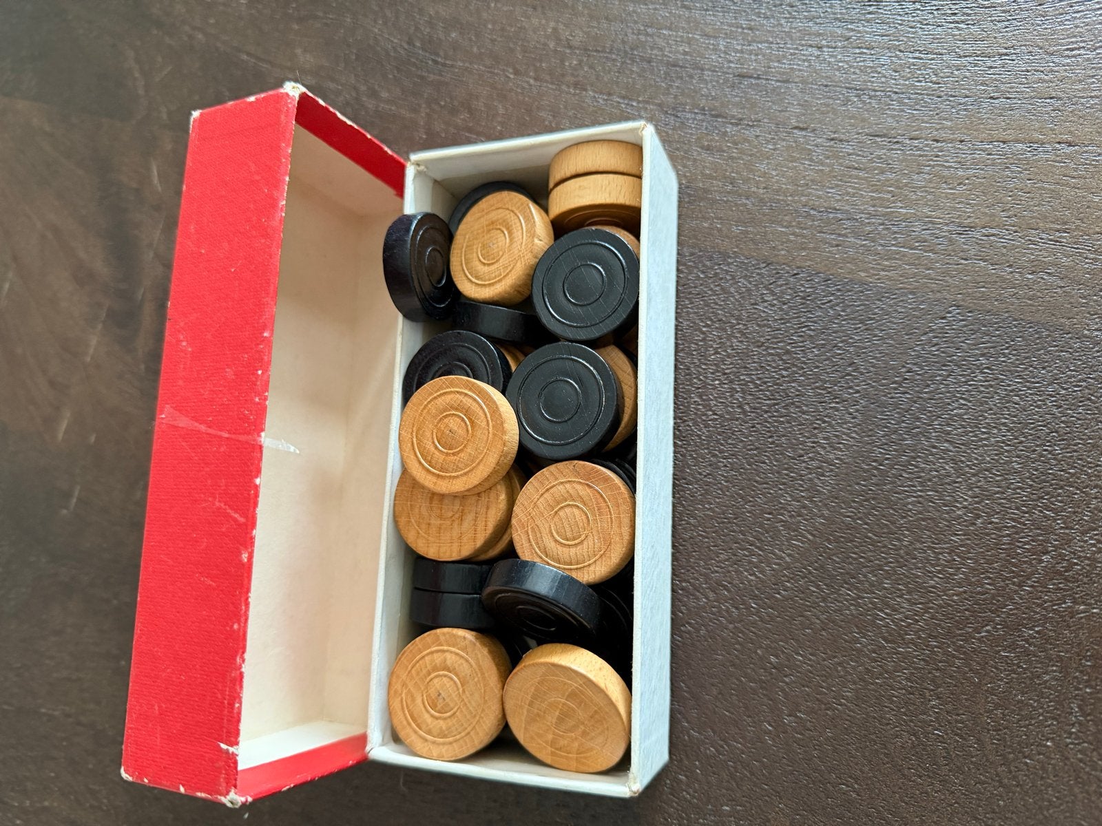 Vintage Jumbo Damspel - Houten Schijven, Een of twee spelers, Ophalen of Verzenden, Gebruikt