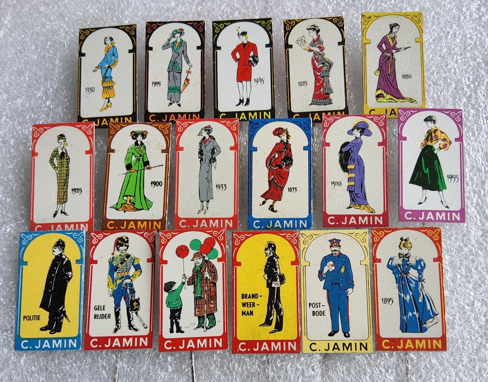 17 Vintage C. Jamin Speldjes- Historische Kleding & Beroepen, Ophalen of Verzenden, Gebruikt, Overige onderwerpen, Speldje of Pin