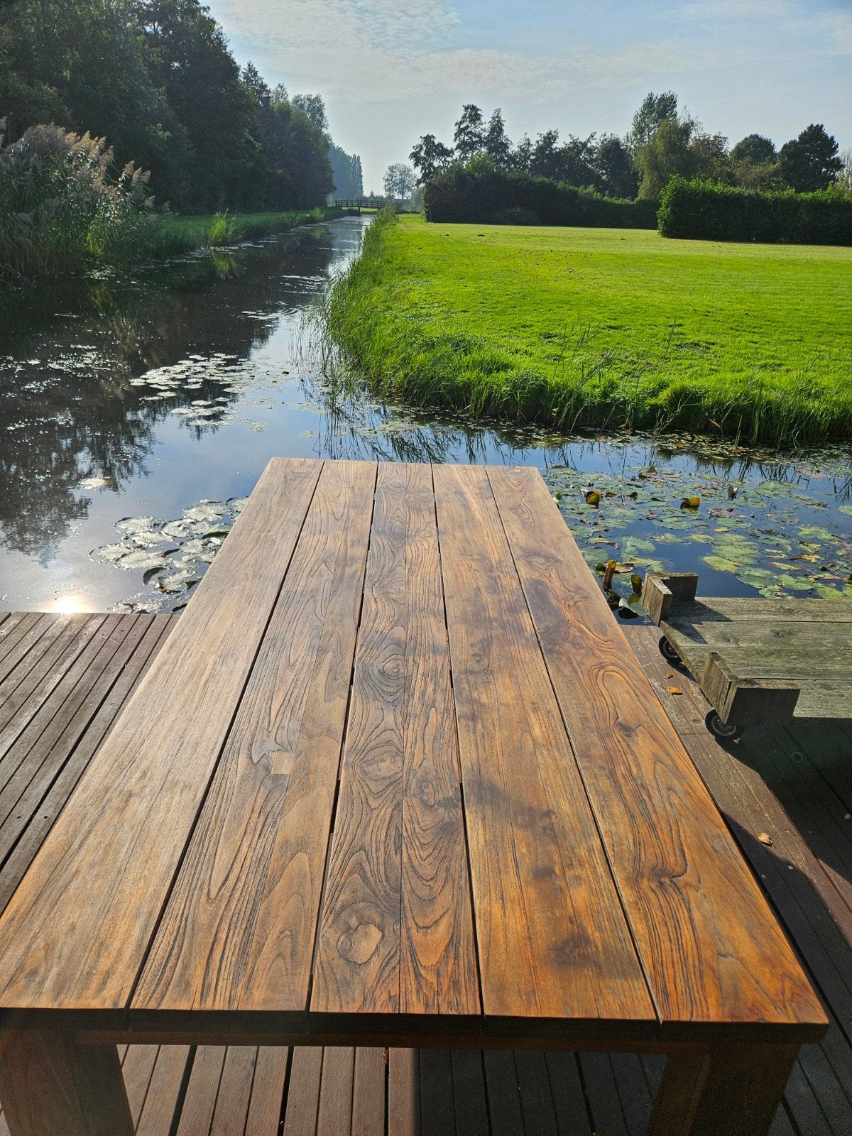 FSC Teakhouten Tuintafel  220x100  73cm hoog, Tuin en Terras, Ophalen, Gebruikt, Rechthoekig, Teakhout