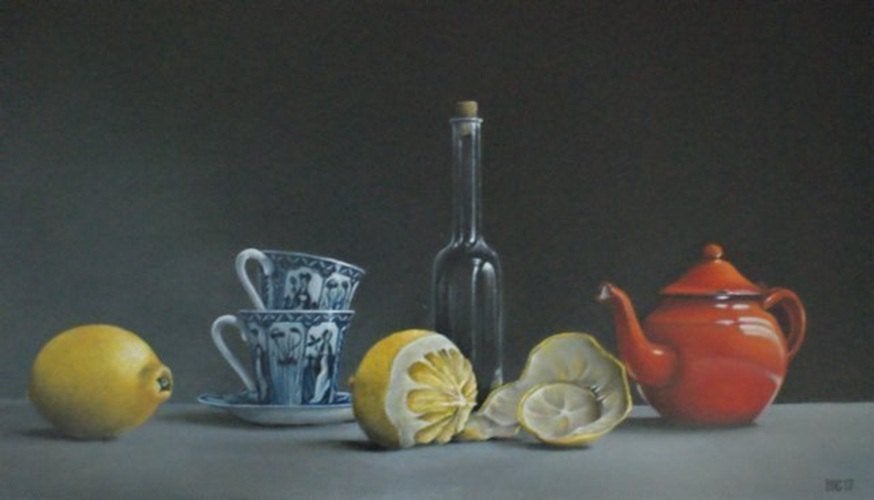Kunsthandel Gennep - "Lemon Tea", Antiek en Kunst, Ophalen of Verzenden, Hout, Gesigneerd, Olieverf