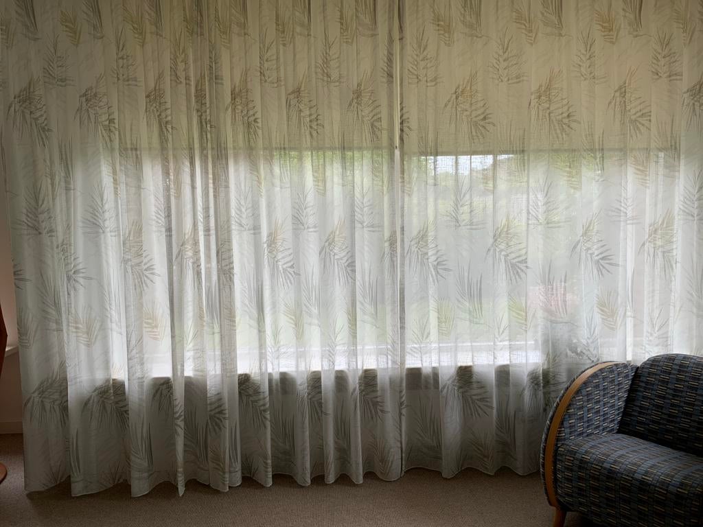 Lichte vitrage met bladmotief - 2 sets, Huis en Inrichting, Stoffering | Gordijnen en Lamellen, Overige kleuren, 200 cm of meer