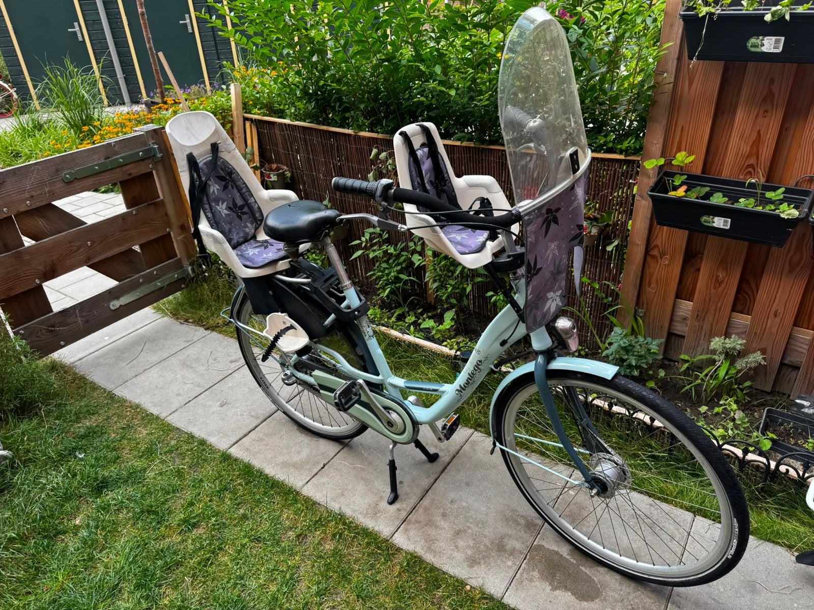 Montague damesfiets met twee kinderzitjes en windscherm, Velgrem, 50 tot 53 cm, Ophalen, Overige merken