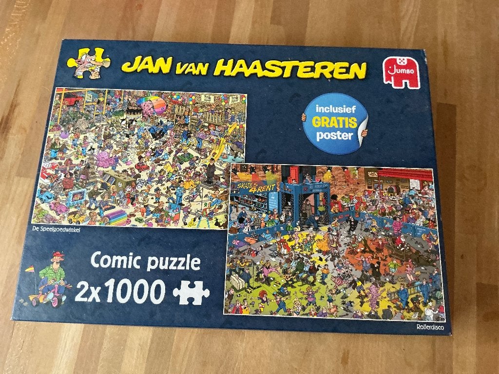 Jan van Haasteren Comic Puzzel 2x1000 stukjes, Ophalen, 500 t/m 1500 stukjes, Zo goed als nieuw, Legpuzzel