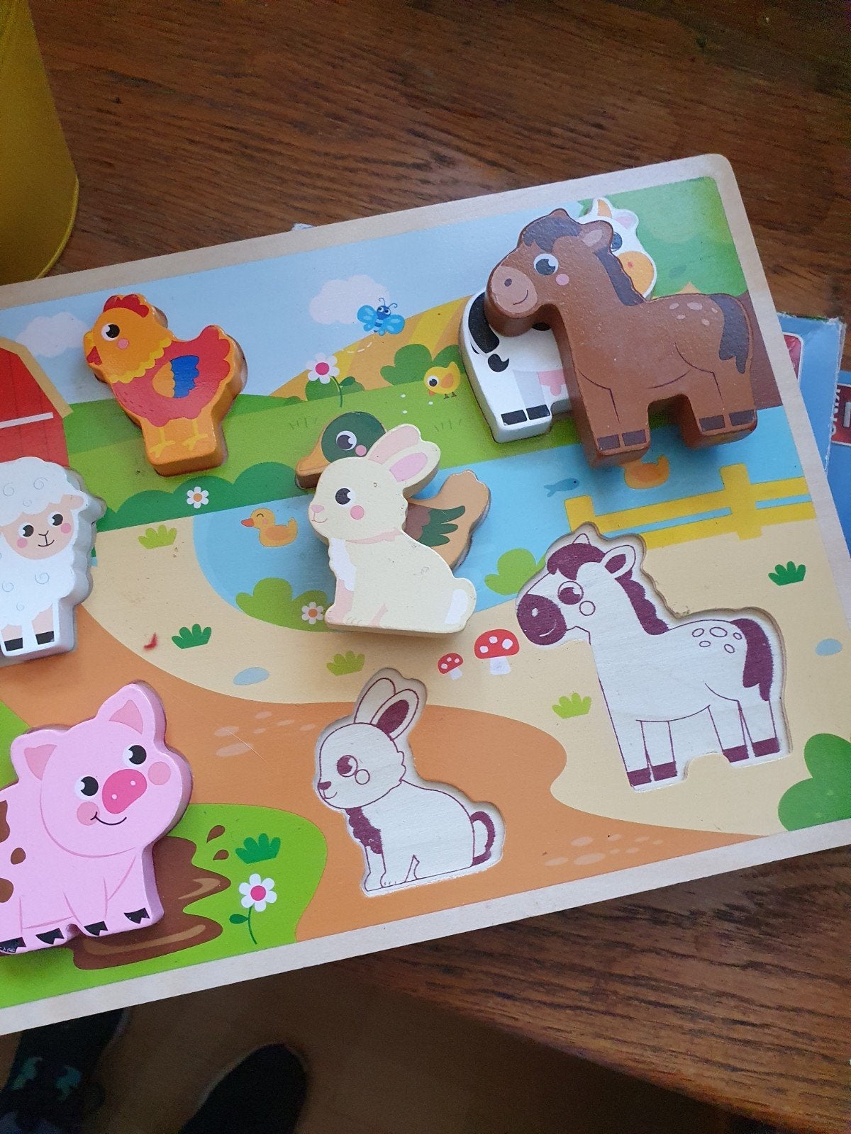 peuterpuzzel dieren, Ophalen of Verzenden, Zo goed als nieuw, Van hout, Minder dan 10 stukjes