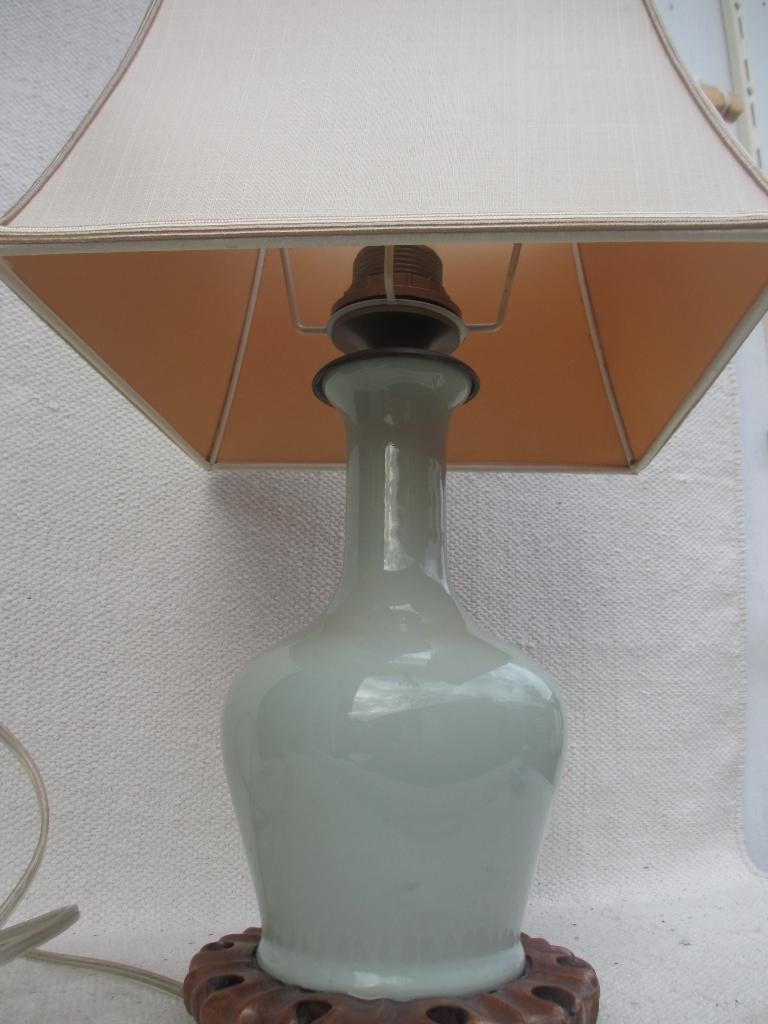 Chinese Celadon vaas-vorm tafellamp jaren 50, Huis en Inrichting, Lampen | Tafellampen, Ophalen of Verzenden, Gebruikt, Overige materialen