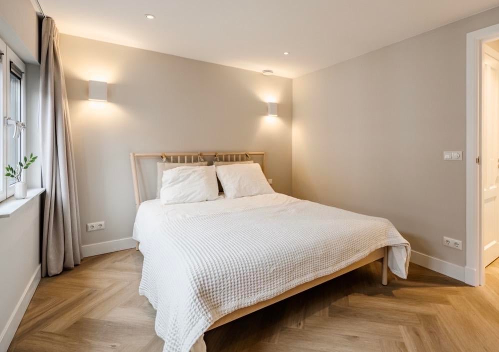 IKEA BJÖRKSNÄS houten bedframe 160x200 cm, Beige, Tweepersoons, Ophalen of Verzenden, Zo goed als nieuw