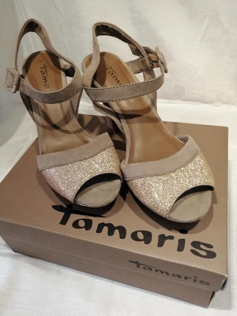 Tamaris open schoenen mt 37, Tamaris, Schoenen met lage hakken, Beige, Ophalen of Verzenden
