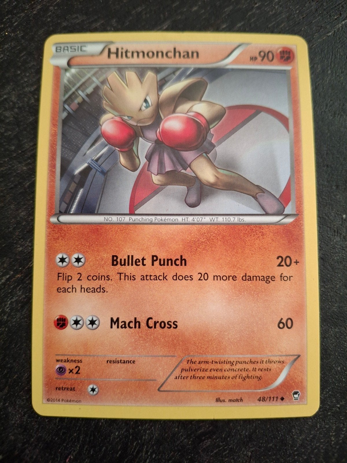 Hitmonchan Pokémon kaart - Basic - HP90 - 48/111, Ophalen of Verzenden, Gebruikt, Losse kaart