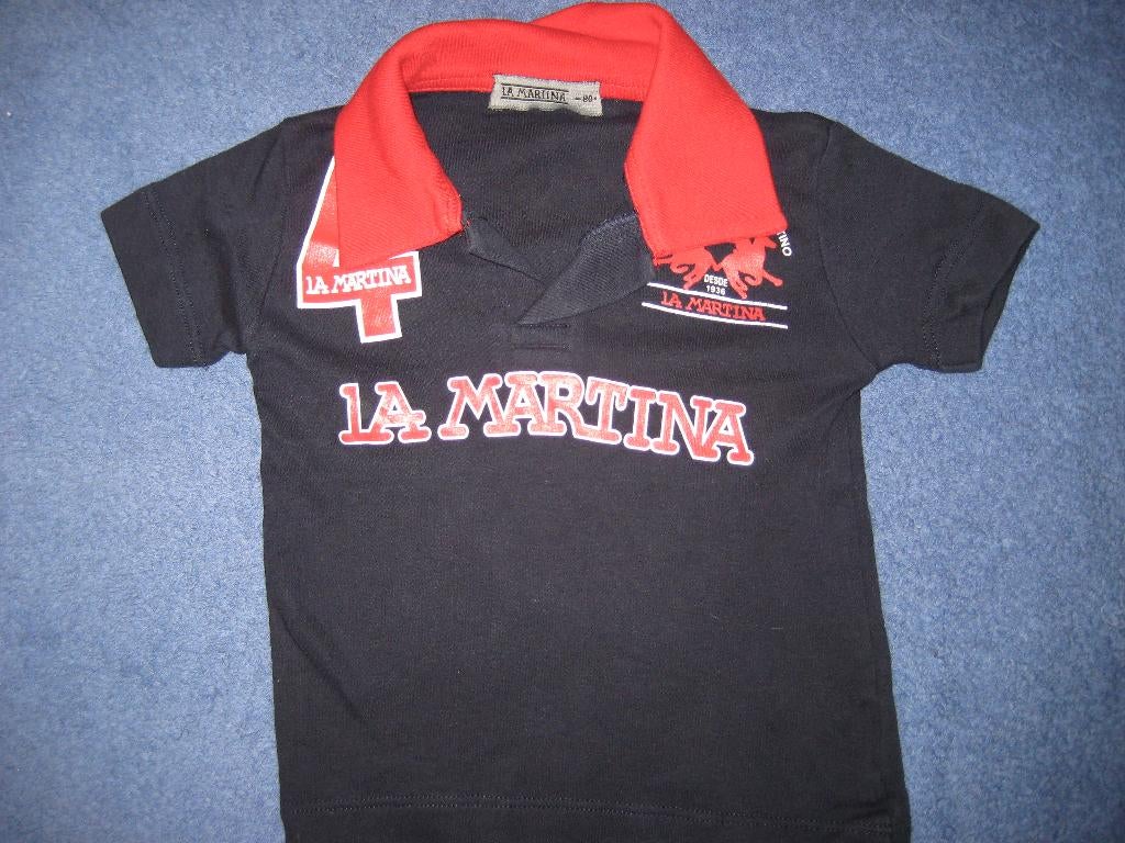 Blauw shirt, 80, La Martina, Kinderen en Baby's, Ophalen of Verzenden, Zo goed als nieuw, Jongetje, Shirtje of Longsleeve