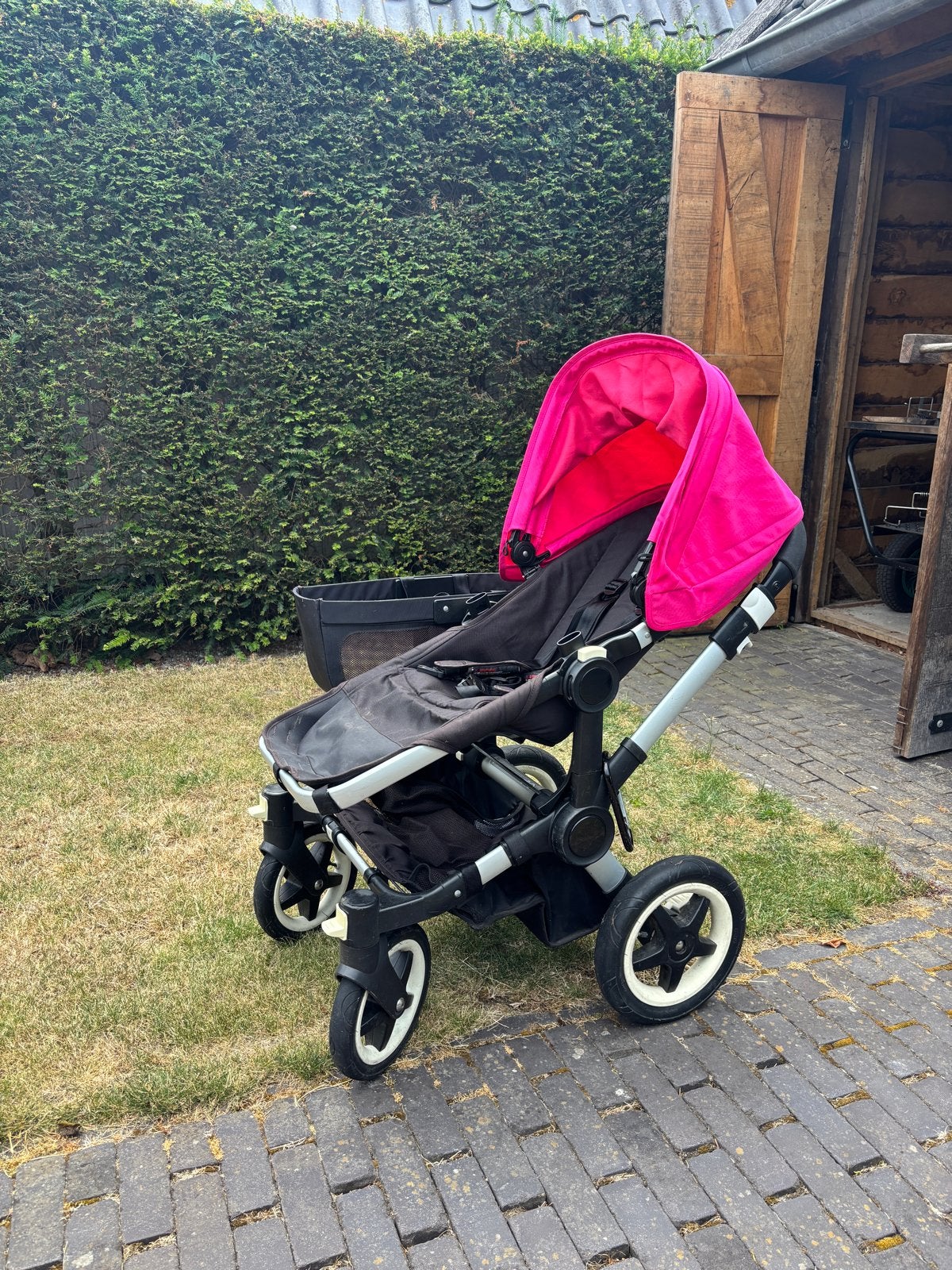 Bugaboo Donkey 2 Duo kinderwagen - Roze/Zwart, Ophalen, Gebruikt, Combiwagen, Duowagen