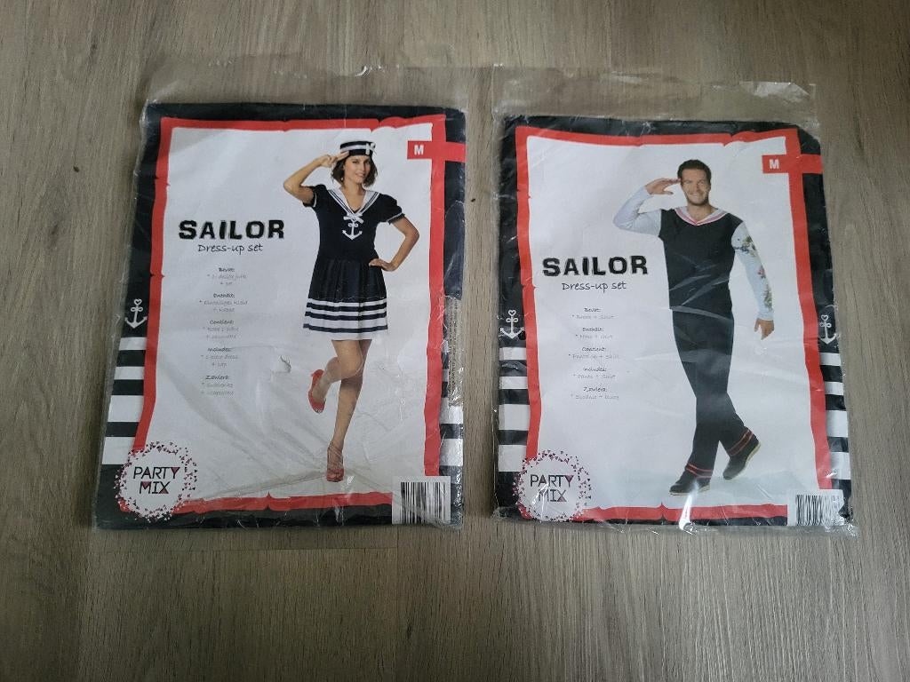 Matchende zeemansoutfit man/vrouw, Kleding | Dames, Carnavalskleding en Feestkleding, Maat 38/40 (M), Carnaval, Ophalen of Verzenden