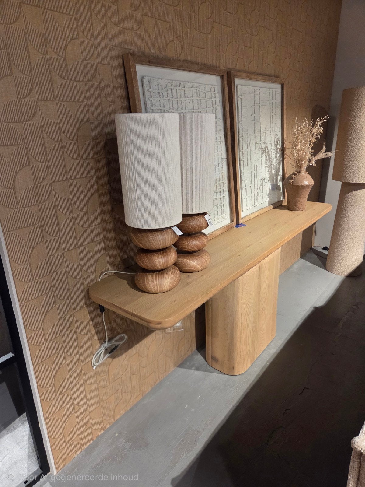 Elegante houten sidetable/console tafel Japandi-stijl, Huis en Inrichting, Tafels | Bijzettafels, Zo goed als nieuw, Rechthoekig