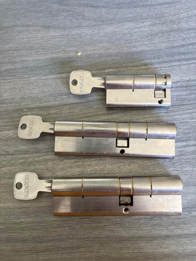 Set van 3 Winkhaus SKG cilindersloten met sleutels, Ophalen, Gebruikt, Rvs, Slot