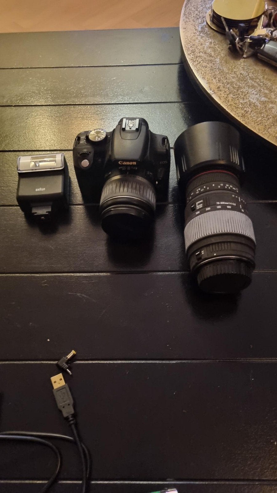 Canon EOS 350D met Sigma lens en Braun flitser, Ingebouwde flitser, Gebruikt, Spiegelreflex, Canon